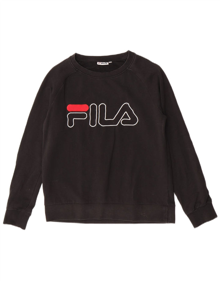 Fila moletom feminino gráfico jumper pequeno algodão preto