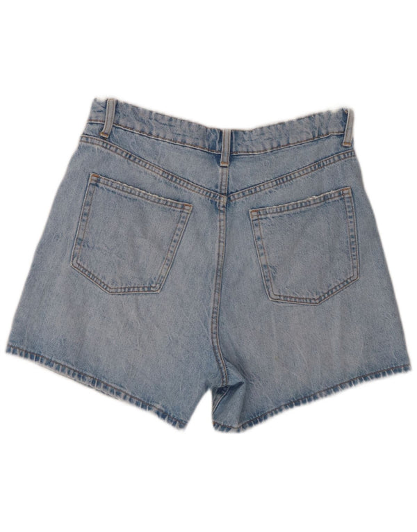 Zara Shorts jeans feminino de cintura alta UE 40 médio W30 algodão azul