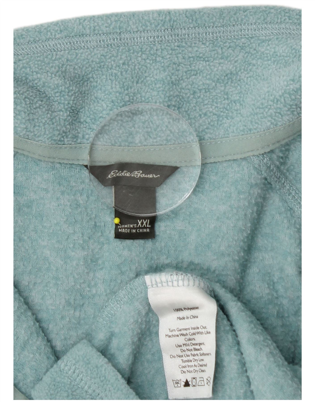 EDDIE BAUER Suéter feminino de lã com zíper e gola UK 20 2XL poliéster turquesa