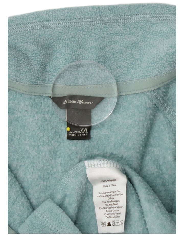 EDDIE BAUER Suéter feminino de lã com zíper e gola UK 20 2XL poliéster turquesa