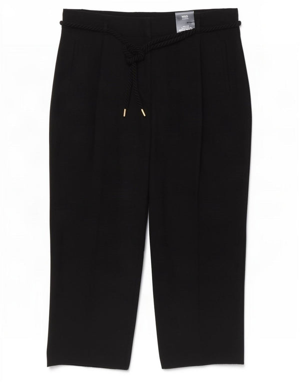 Calça feminina Marks & Spencer cônica cortada Reino Unido 14 grande W32 L25 preta