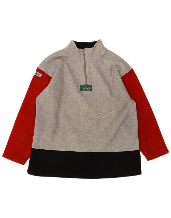 Suéter vintage de lã para meninos com zíper e gola 13-14 anos cinza colorblock esportivo