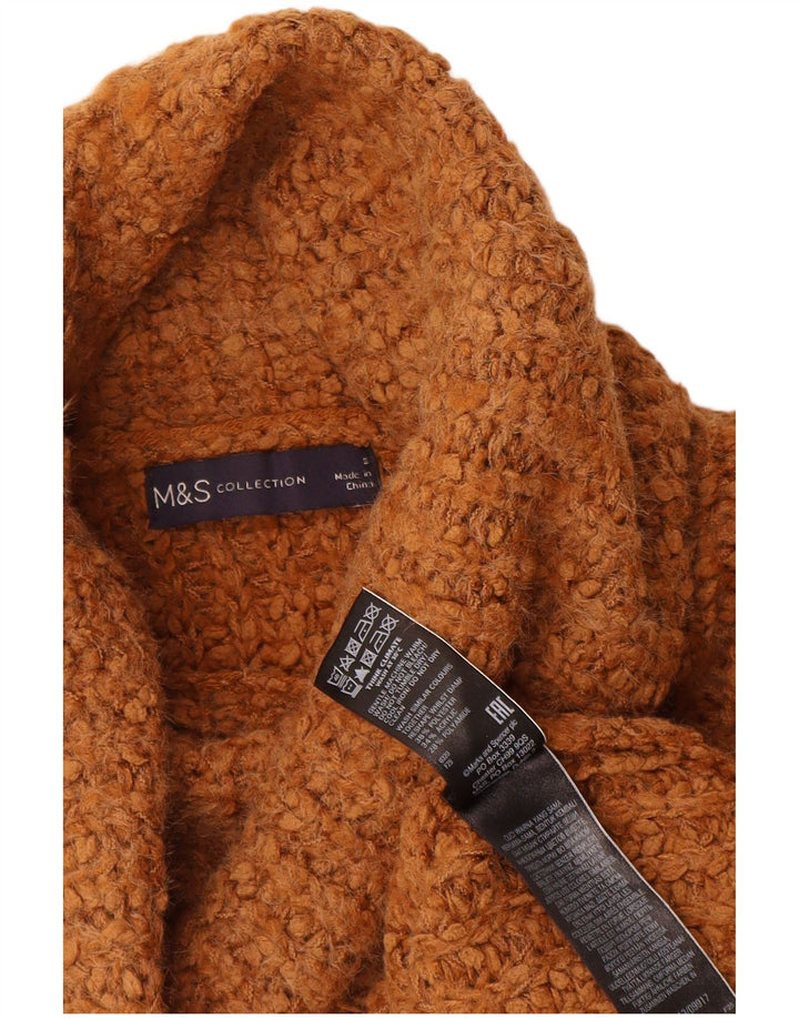 Suéter feminino Marks & Spencer com gola redonda grande Reino Unido 10 pequeno marrom