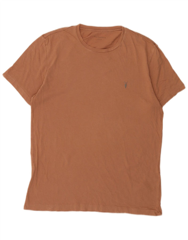 Camiseta masculina All Saints Top de algodão marrom médio