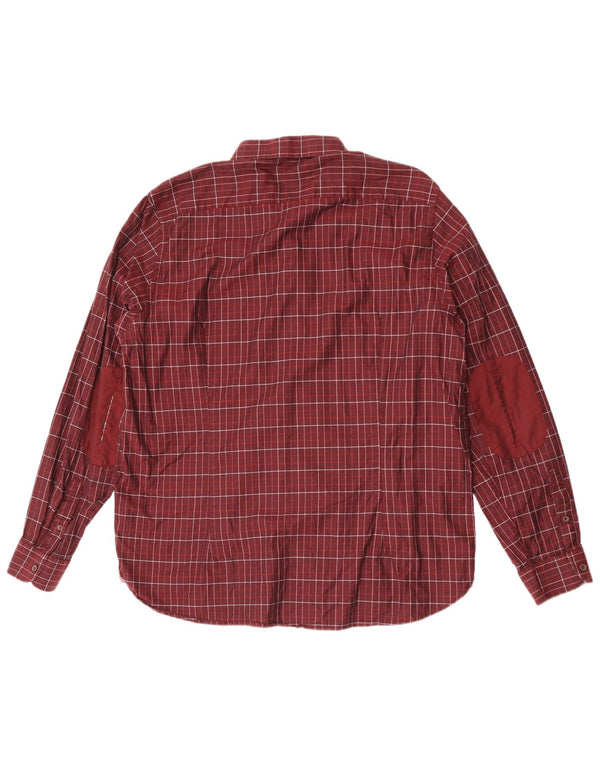 Camisa masculina Ted Baker tamanho 7 3XL algodão xadrez marrom