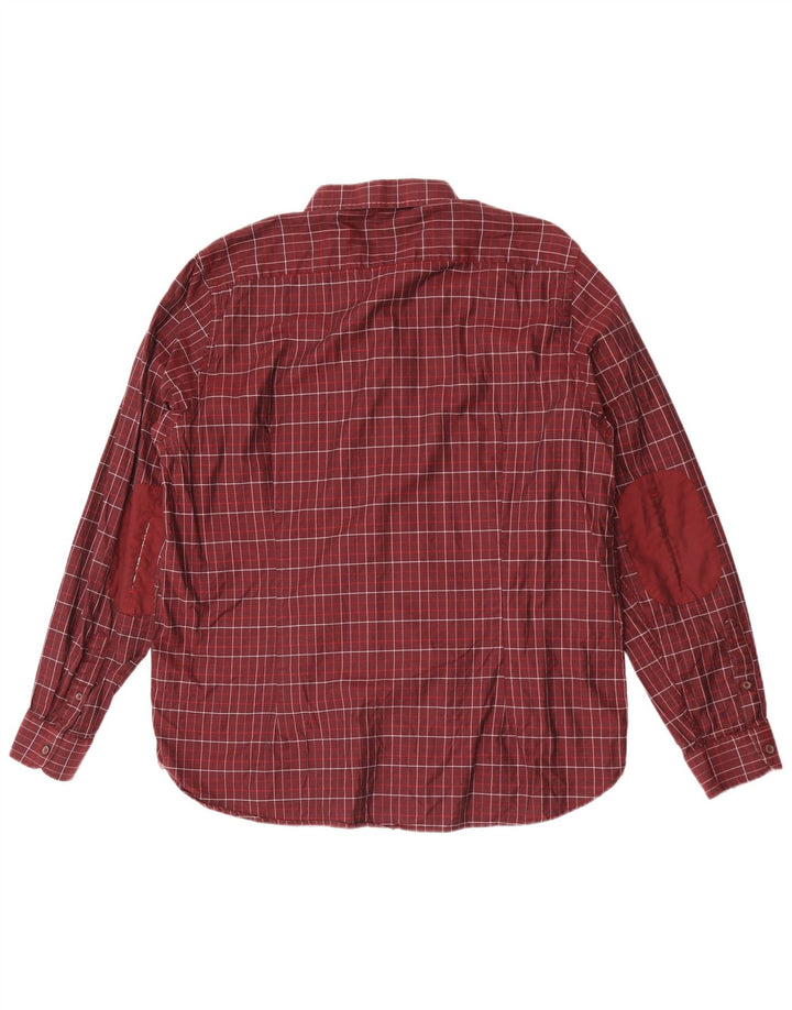 Camisa masculina Ted Baker tamanho 7 3XL algodão xadrez marrom