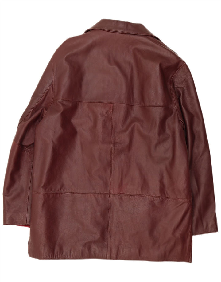 Jaqueta de couro feminina vintage IT 50 XL couro borgonha