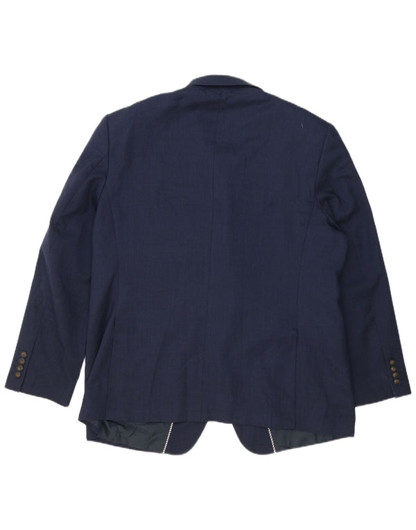 Jaqueta blazer masculina de 2 botões Marks & Spencer Reino Unido 46 XL azul marinho poliéster