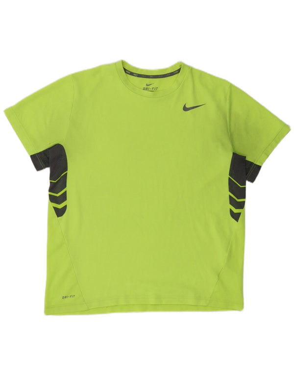 Camiseta masculina Nike Dri Fit Top XL verde colorblock poliéster