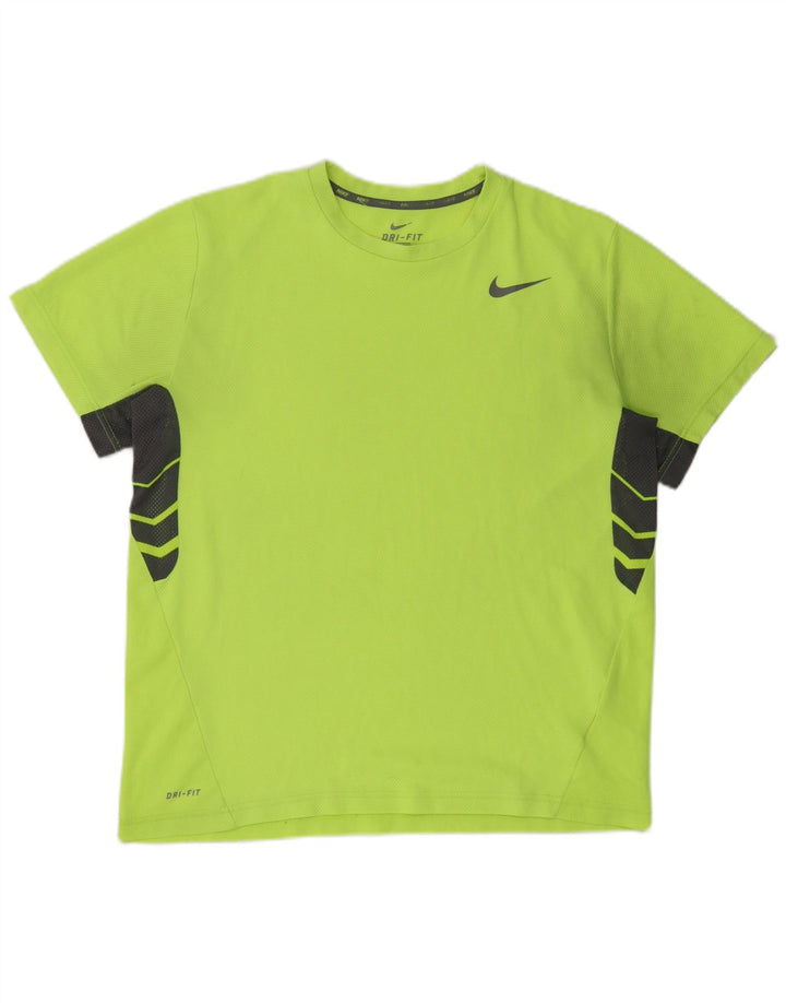 Camiseta masculina Nike Dri Fit Top XL verde colorblock poliéster