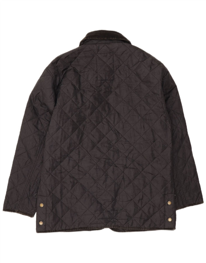 Jaqueta acolchoada feminina vintage UK 14 grande poliamida azul marinho