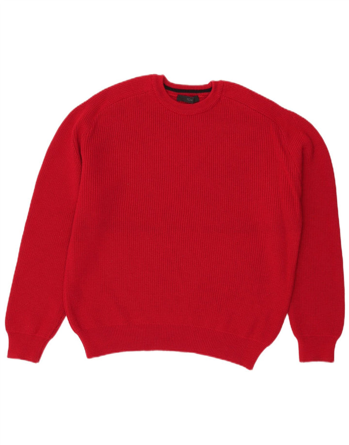Suéter masculino TCM com gola redonda, grande lã vermelha