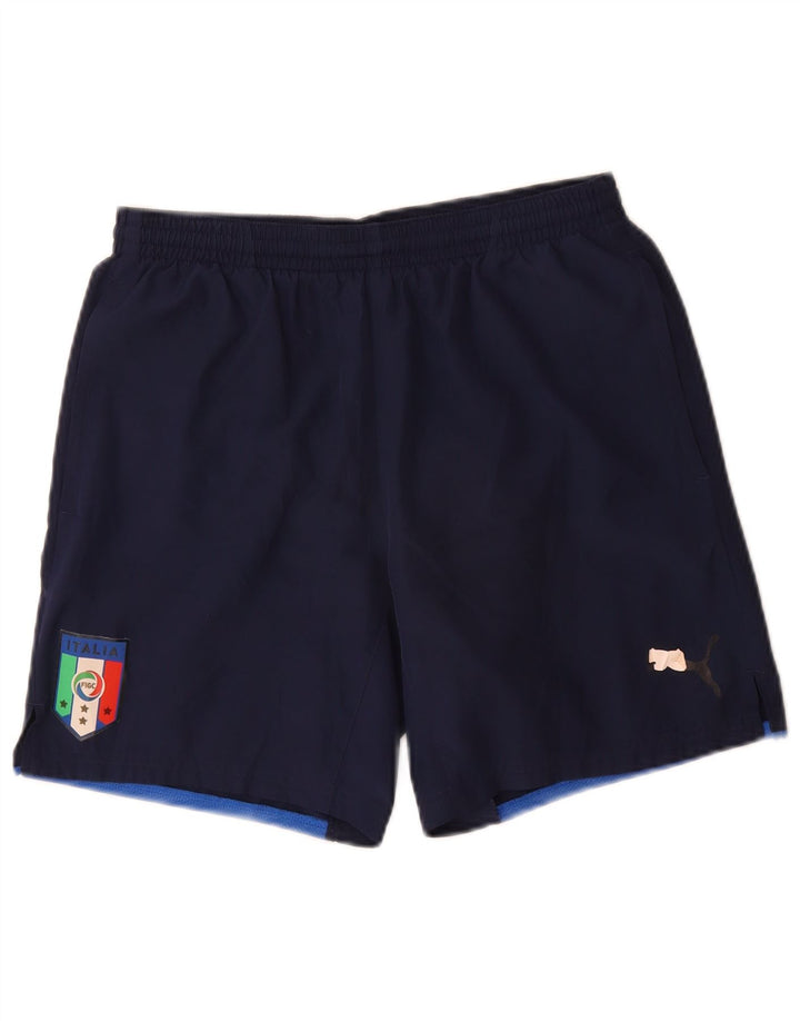 Puma Mens Italia Graphic Sport Shorts Pequeno Azul Marinho Poliéster
