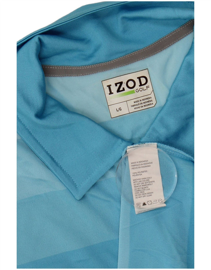 Camisa polo masculina Izod grande poliéster listrado azul