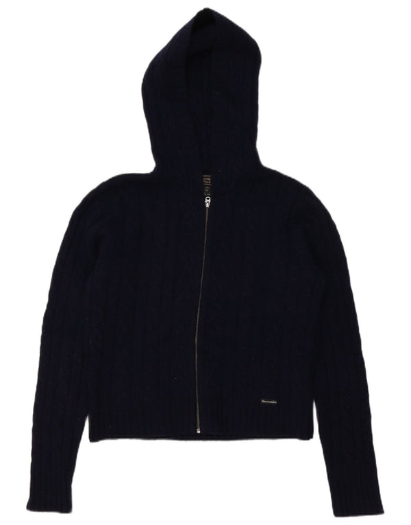 Suéter cardigã feminino com capuz Abercrombie & Fitch Reino Unido 16 grande azul marinho