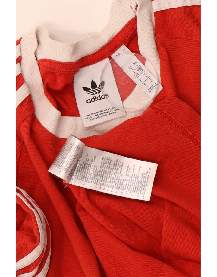 Adidas Mens Camiseta Top Grande Algodão Vermelho