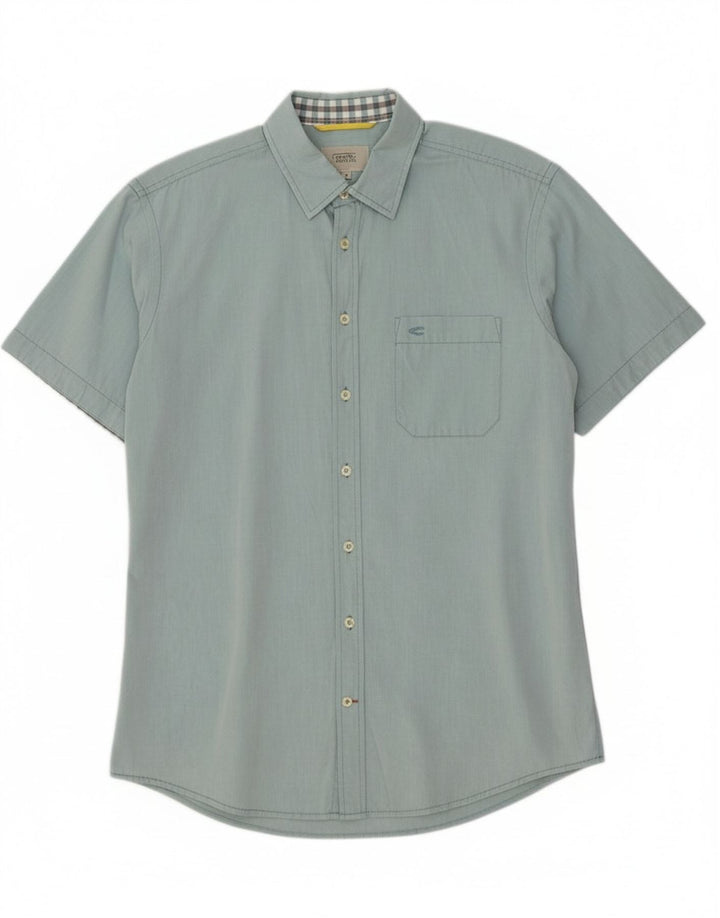 Camisa masculina de manga curta CAMEL ACTIVE regular fit algodão azul médio