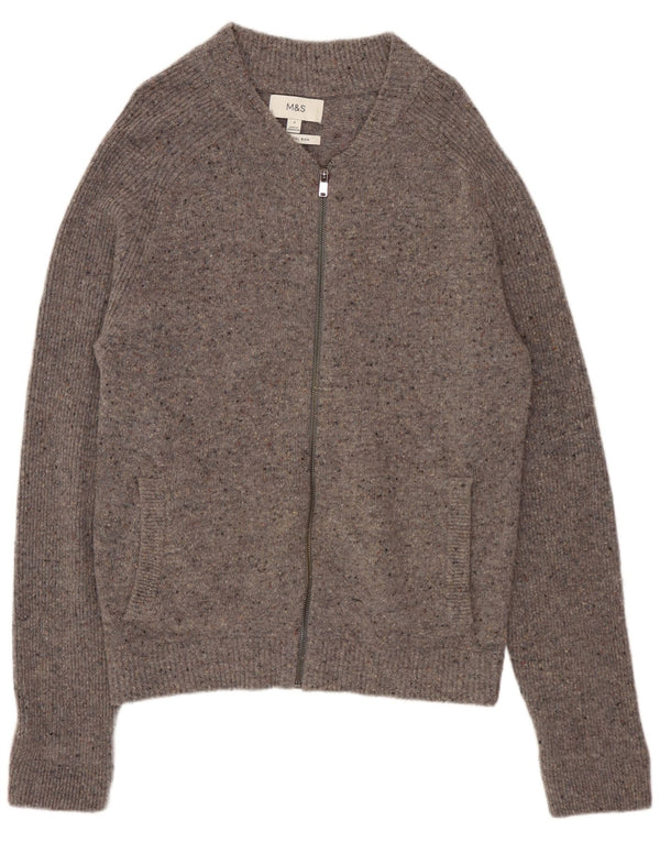 Suéter cardigã masculino MARKS & SPENCER lã manchada cinza pequena
