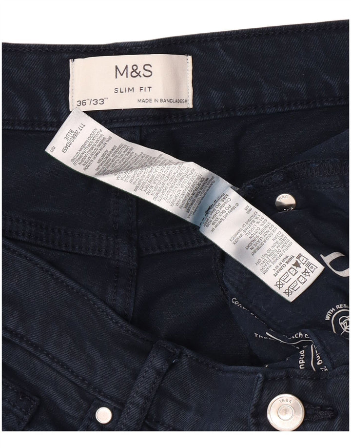 Jeans slim masculino MARKS & SPENCER W36 L30 azul marinho algodão clássico