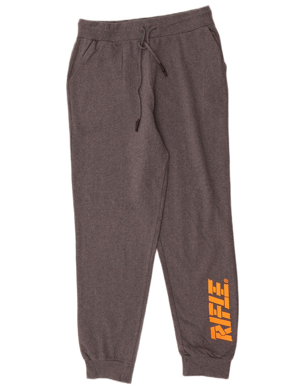 Rifle Mens Graphic Calças de treino Joggers XL cinza manchado de algodão