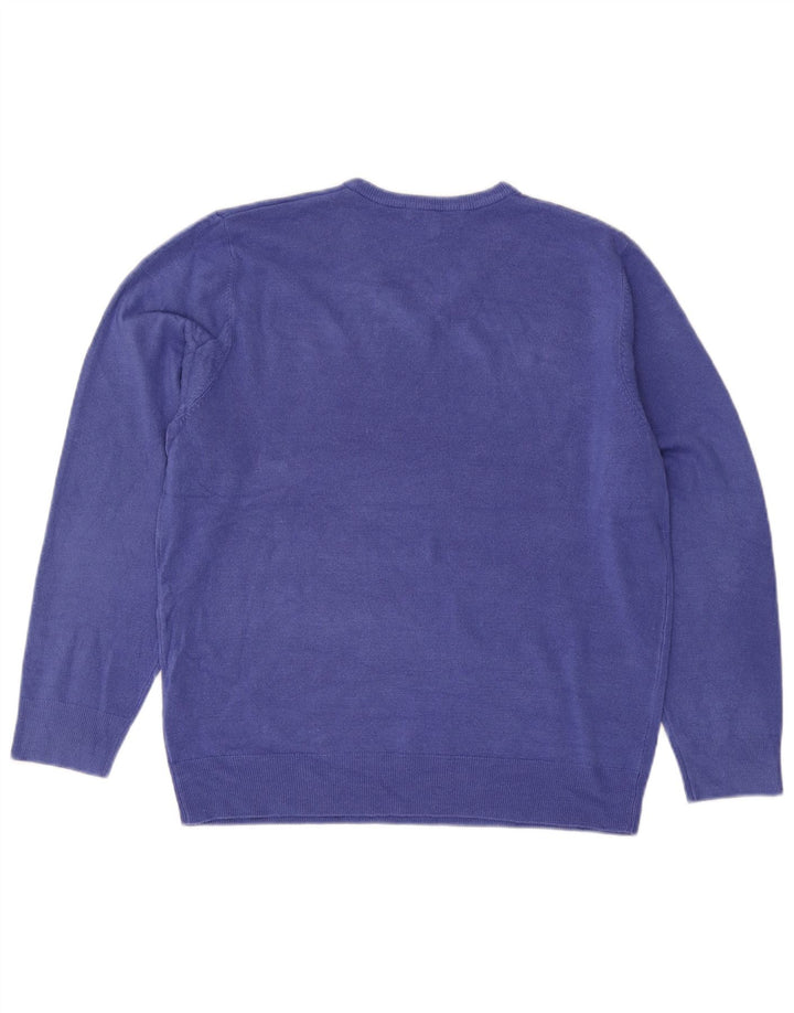Suéter masculino Marks & Spencer com decote em V XL azul acrílico