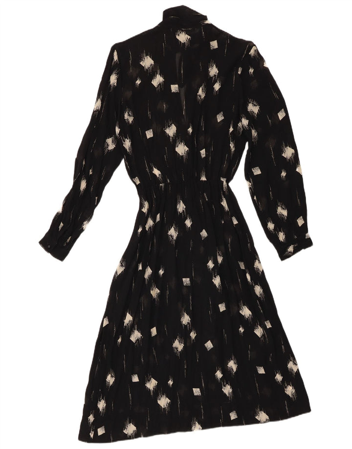 Vestido maxi feminino vintage transparente IT 42 médio preto geométrico