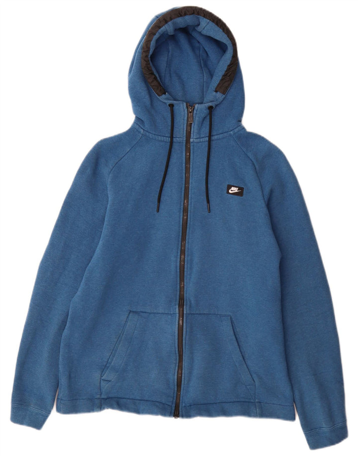 Suéter masculino Nike com capuz e zíper azul médio algodão colorblock