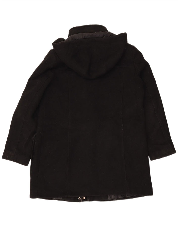 Casaco Duffle feminino com capuz Marks & Spencer Reino Unido 12 poliéster preto médio