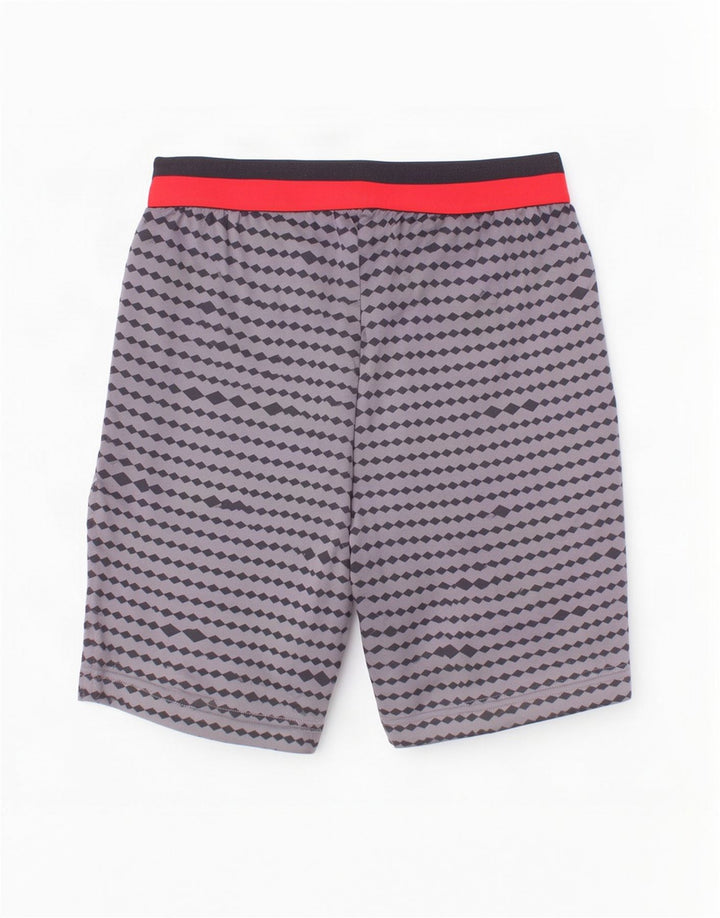 Shorts esportivos masculinos Adidas 13-14 anos cinza geométrico poliéster