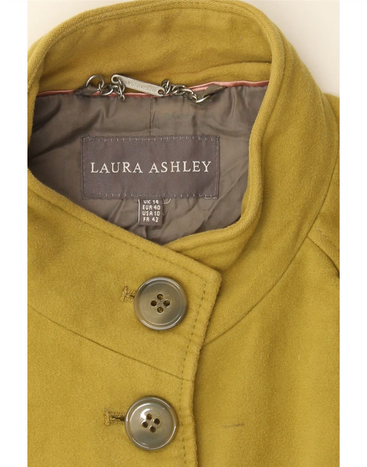 LAURA ASHLEY Womens Overcoat UK 14 Large Green Cotton Vintage Laura Ashley and Second-Hand Laura Ashley from Messina Hembry 
