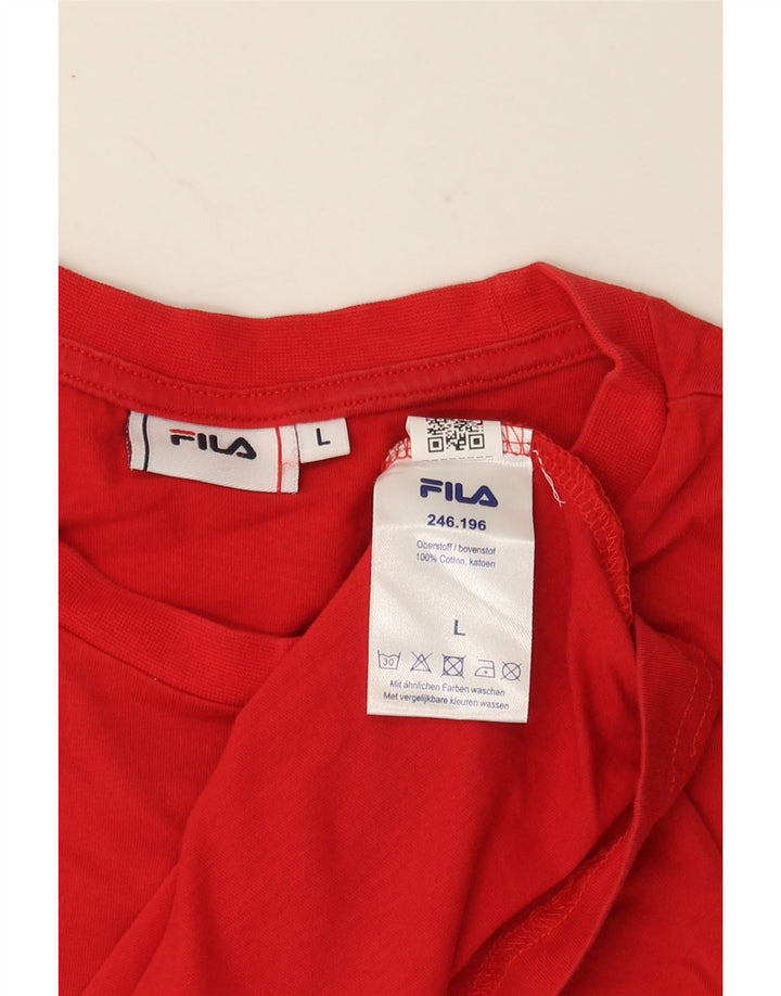 FILA Mens T-Shirt Top Large Red Cotton Vintage Fila and Second-Hand Fila from Messina Hembry 