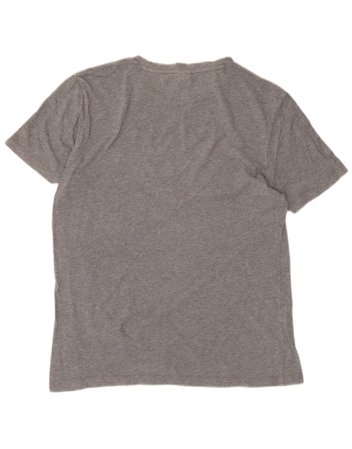Camiseta feminina Hugo Boss Top UK 10 pequeno algodão cinza