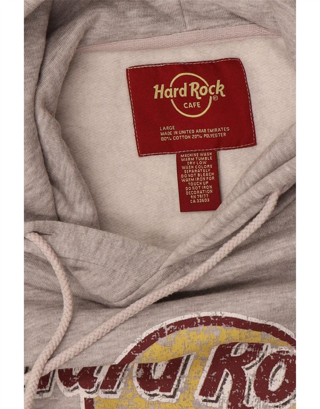 Suéter com capuz gráfico Hard Rock Cafe masculino Amsterdam grande poliéster cinza