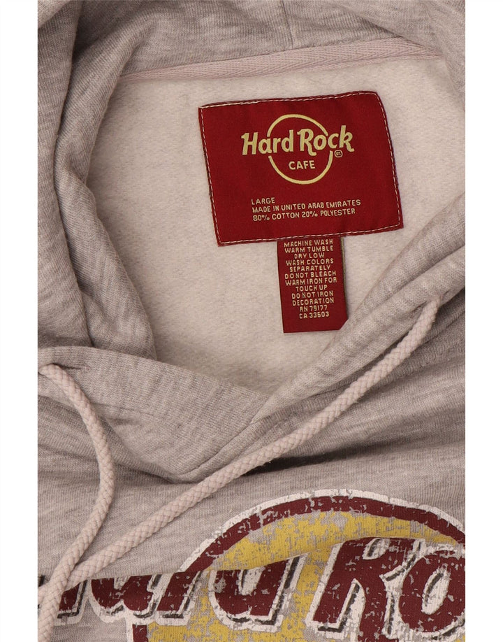 Suéter com capuz gráfico Hard Rock Cafe masculino Amsterdam grande poliéster cinza
