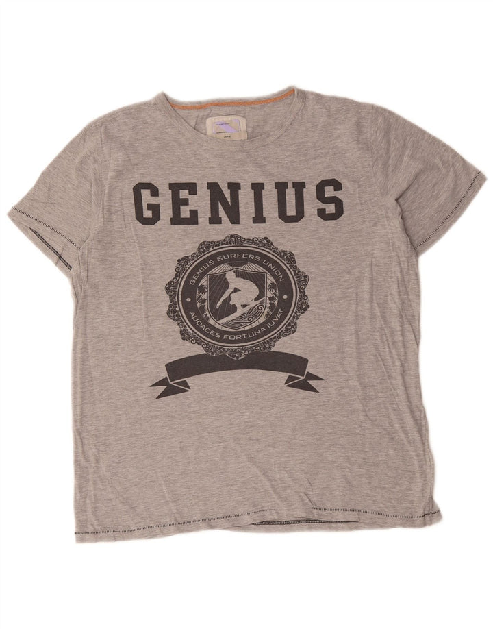Camiseta gráfica masculina Fat Face Top grande algodão manchado cinza