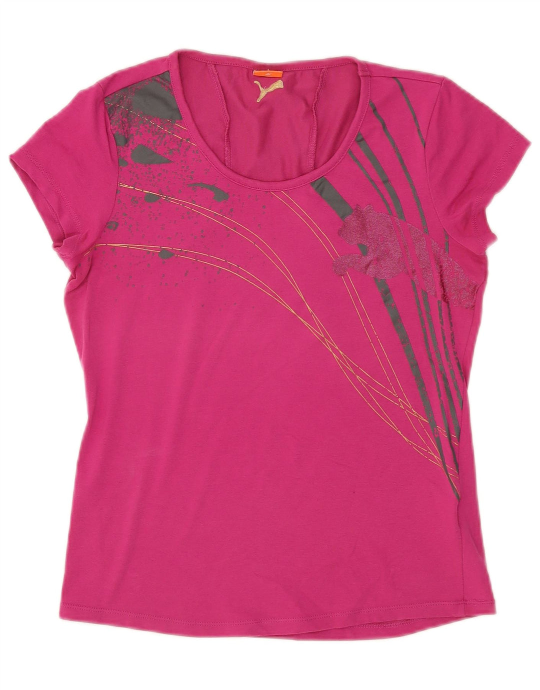 Puma Camiseta Feminina Graphic Top UK 12 Médio Rosa