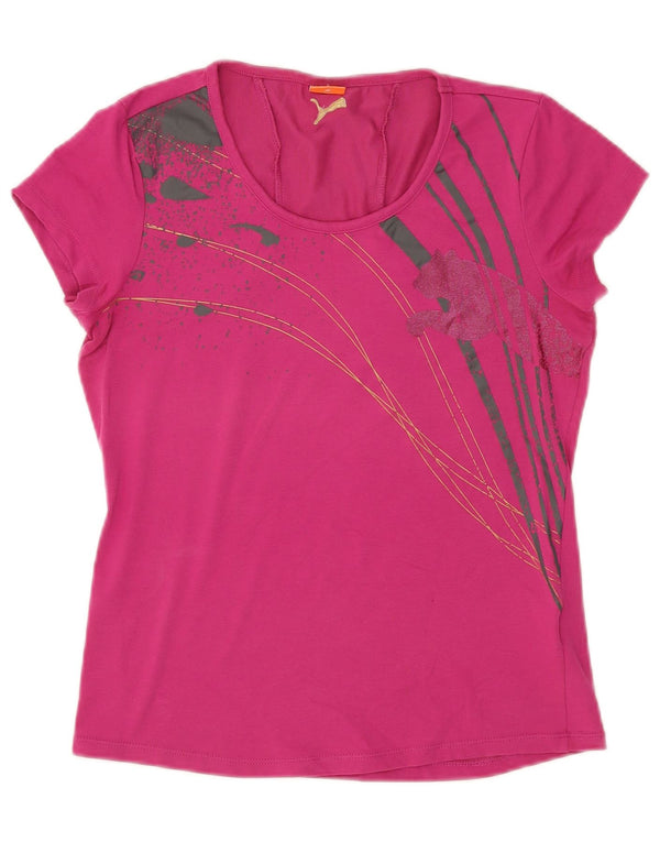 Puma Camiseta Feminina Graphic Top UK 12 Médio Rosa