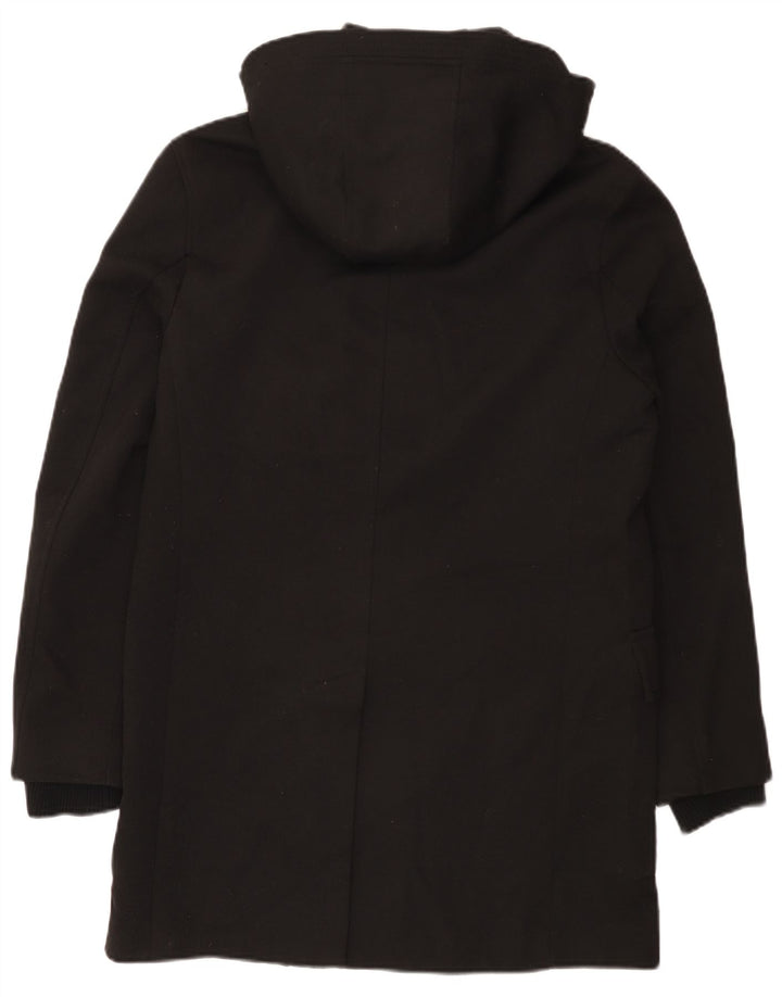 Jaqueta Parka masculina Zara com capuz UK 38 poliéster preto médio
