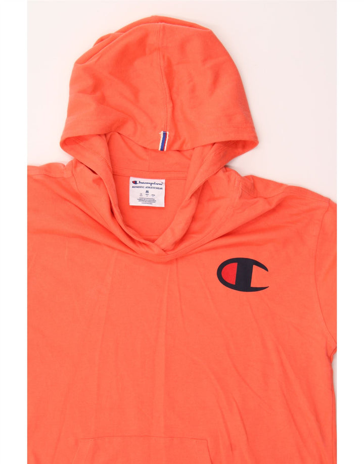 CHAMPION Womens Graphic Hoodie Jumper UK 14 Medium Orange Cotton Vintage Champion and Second-Hand Champion from Messina Hembry 