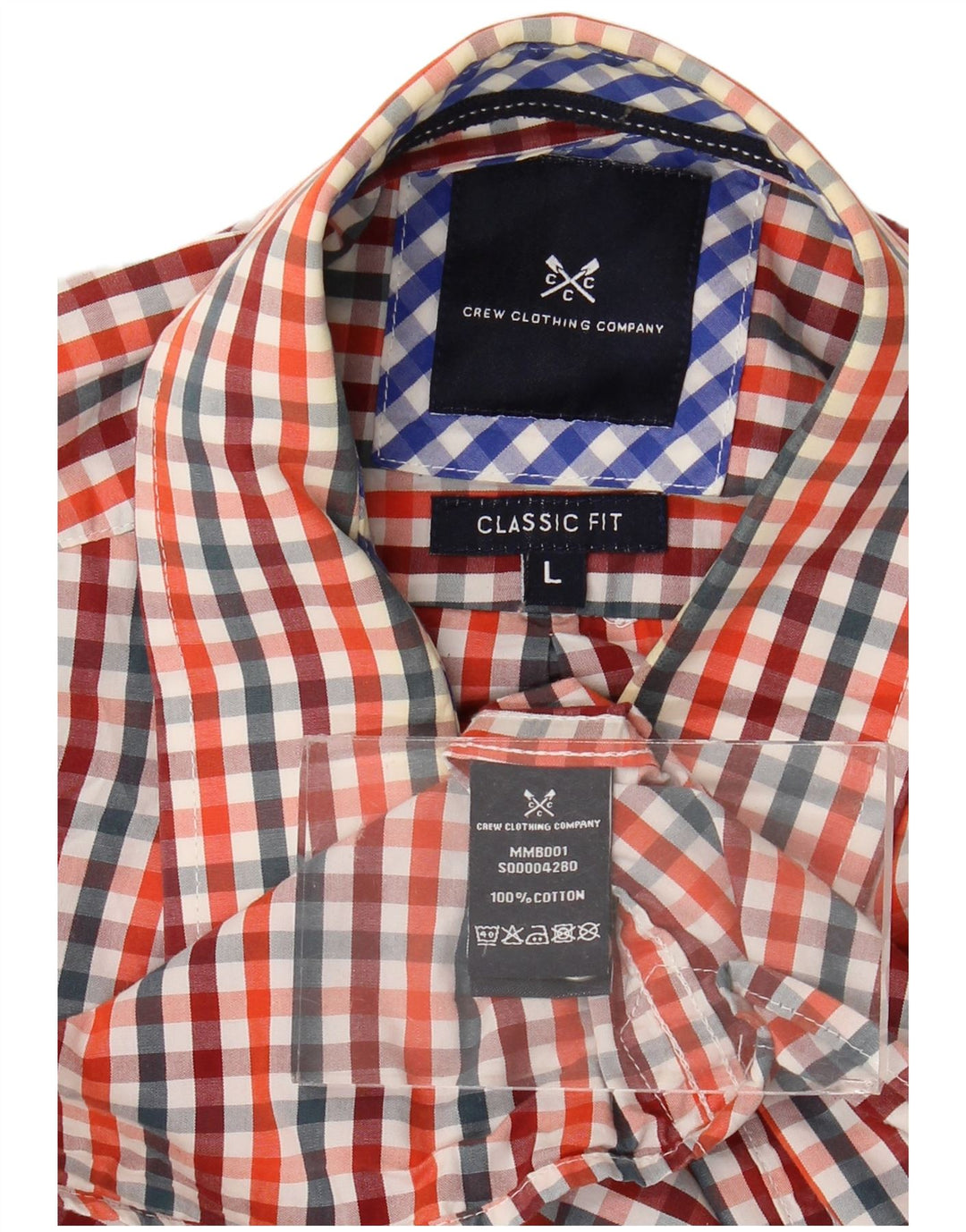 Crew Clothing Camisa masculina clássica de ajuste grande algodão guingão multicolorido