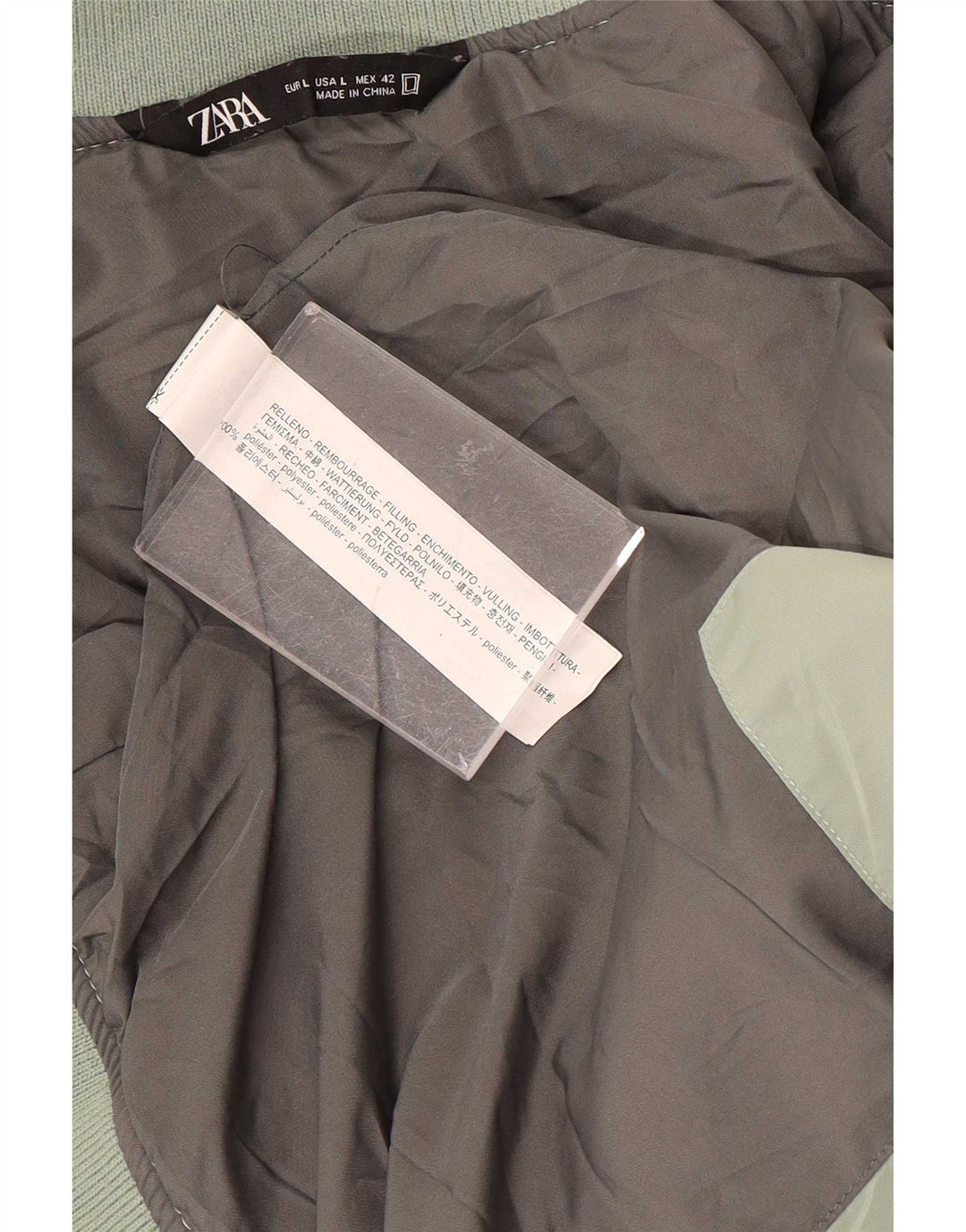 Jaqueta acolchoada masculina Zara UK 40 grande poliéster verde