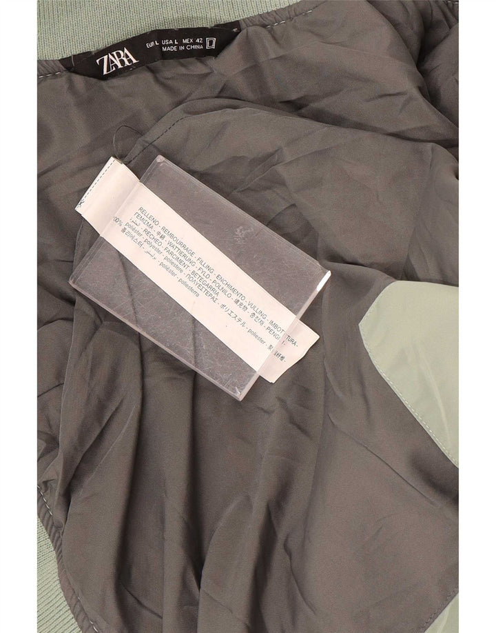 Jaqueta acolchoada masculina Zara UK 40 grande poliéster verde