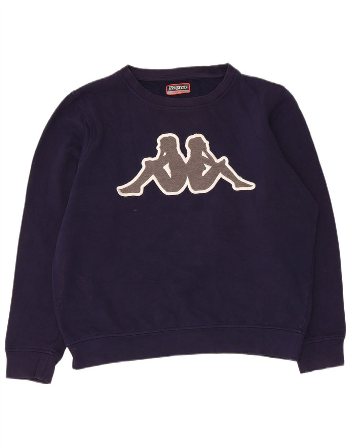 Kappa moletom gráfico feminino jumper UK 14 médio azul marinho