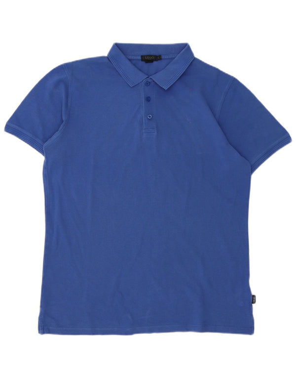 Camisa polo masculina Liu Jo grande algodão azul