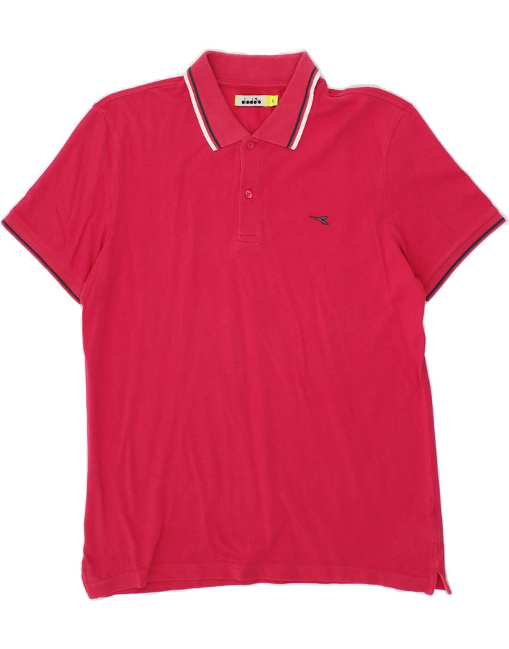 DIADORA Mens Polo Shirt Large Pink Cotton Vintage Diadora and Second-Hand Diadora from Messina Hembry 