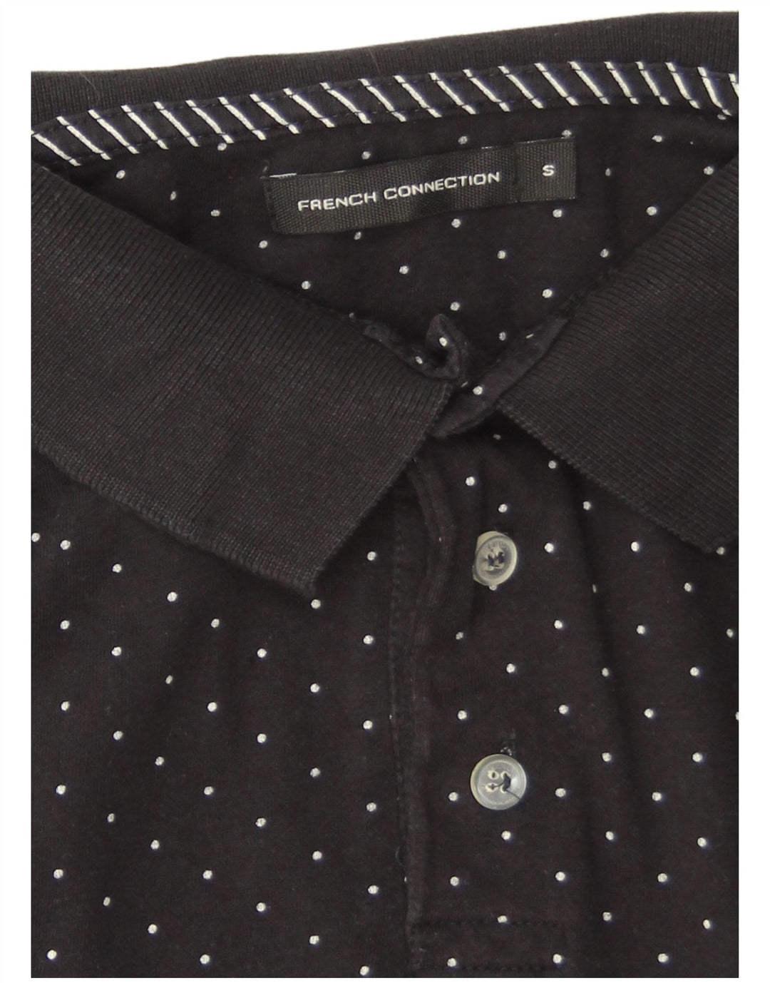 Camisa polo masculina French Connection algodão manchado preto pequeno