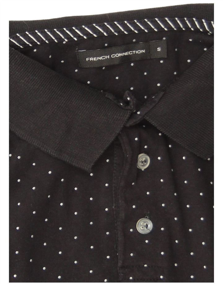 Camisa polo masculina French Connection algodão manchado preto pequeno