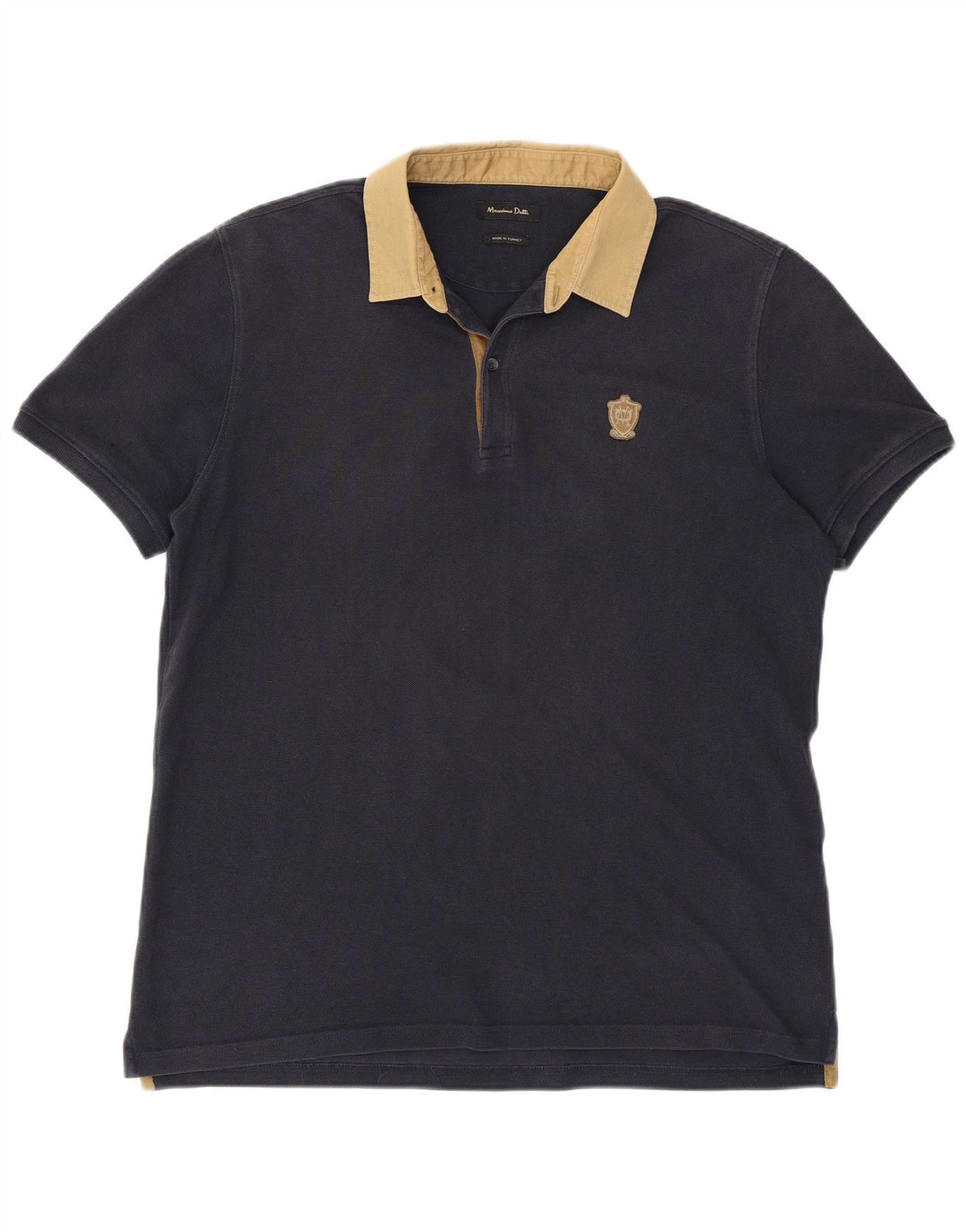 Camisa polo masculina MASSIMO DUTTI grande algodão azul marinho