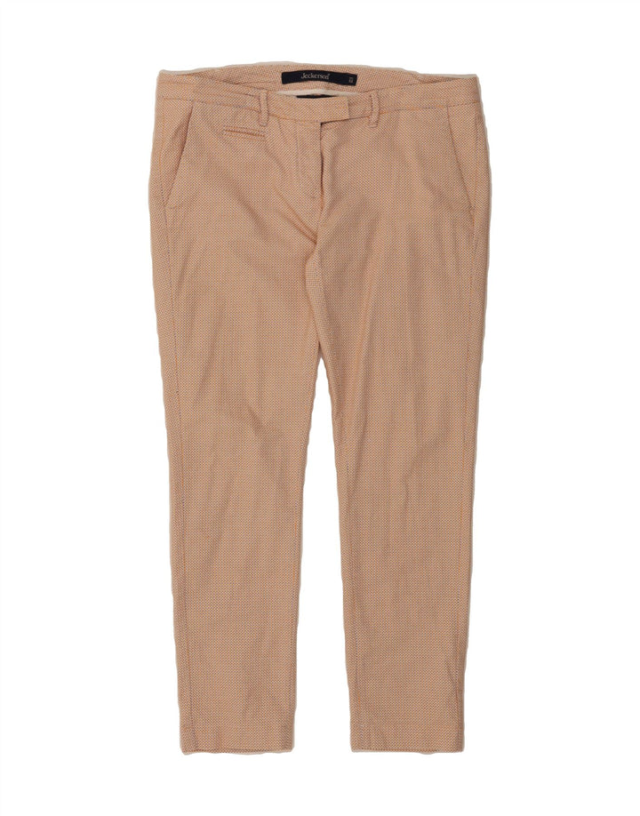 JECKERSON Womens Slim Chino Trousers W32 L28 Beige Geometric Cotton Vintage Jeckerson and Second-Hand Jeckerson from Messina Hembry 