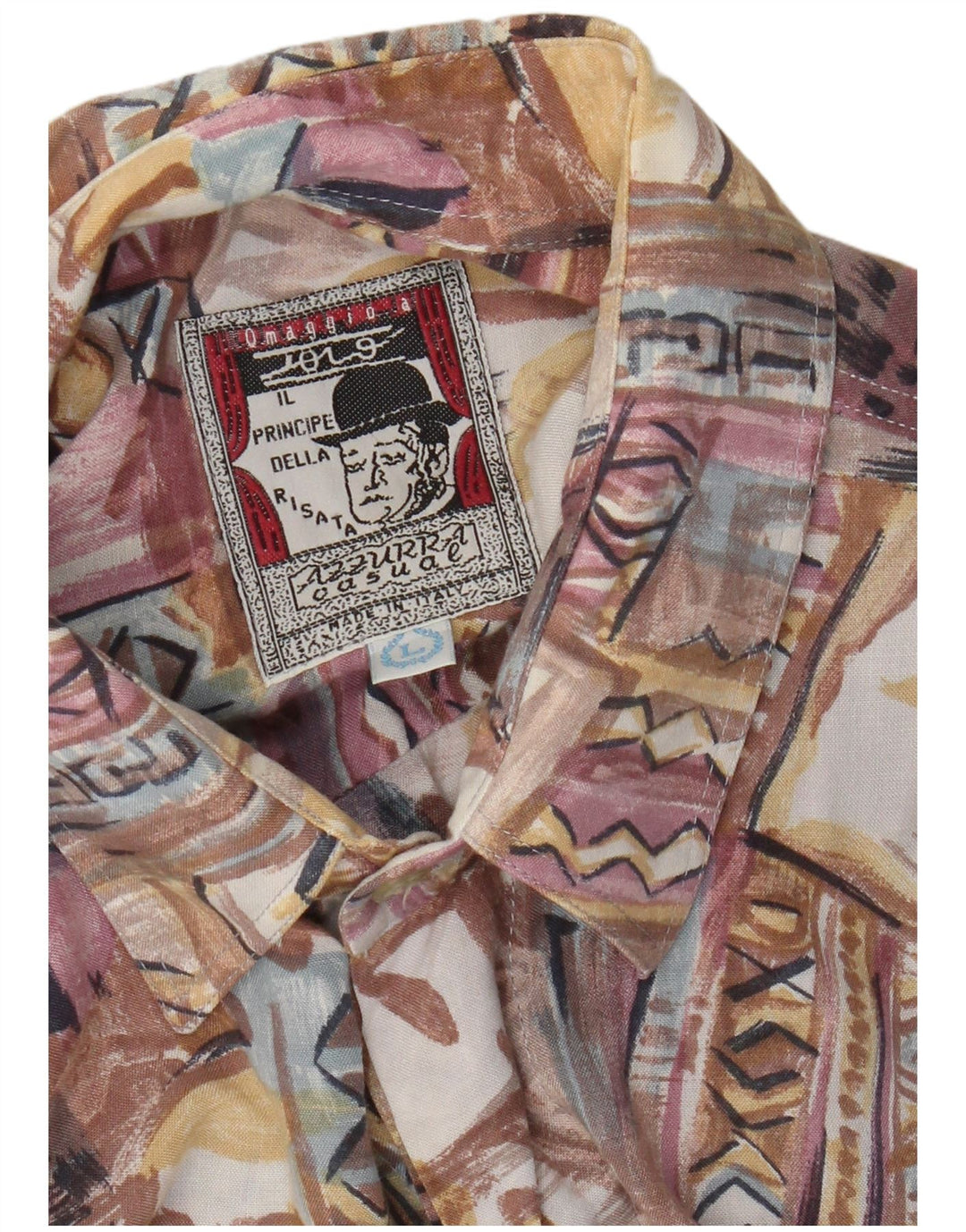 Camisa masculina Azzurra manga curta grande patchwork multicolorido